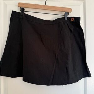 NWT ASOS Black Linen Wrap Skirt with Button Detail Size 14